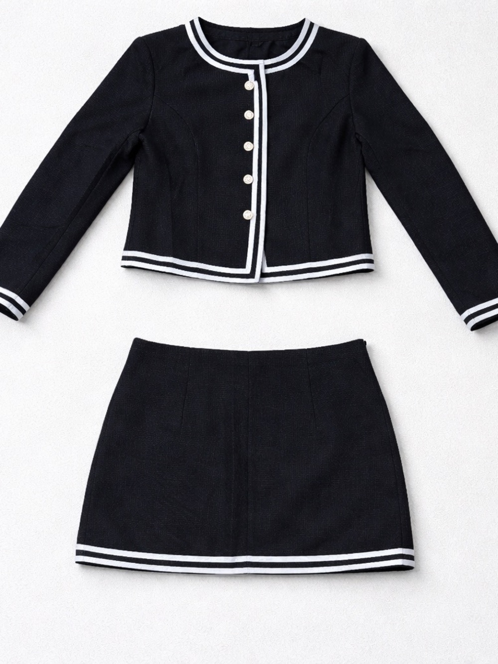 Women’s Outfit Set Black Top Long Sleeve & Short Skirt Size L